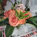 Sugar & Spice -Short Square Vase W Roses & Carnations