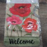 Garden Flag Poppy Welcome Suede